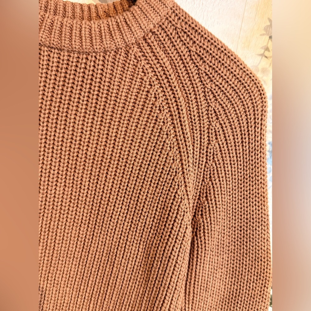 JANE crewneck‎ shaker stitch cotton sweater NWOT cinnamon